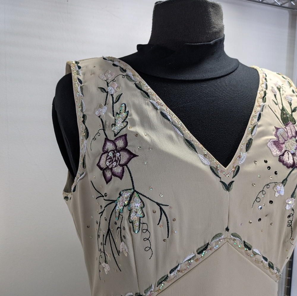 Vintage Spenser Jeremy Tan Embroidered Floral Special Occasions, Size M - Picture 10 of 14